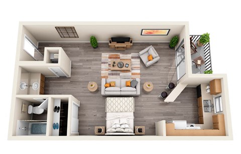 Floor plan for studio, 1 bath, 450 sqft